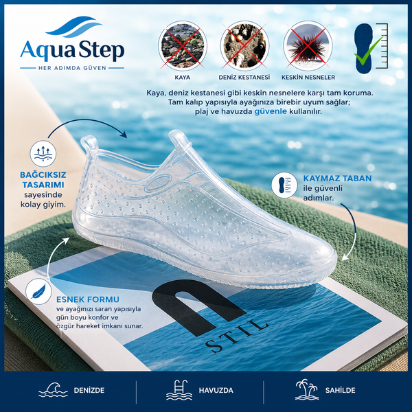 AquaStep™ Şeffaf Kaymaz Deniz & Havuz Ayakkabısı